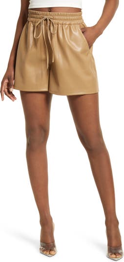 Good American Better Than Faux Leather Drawstring Shorts