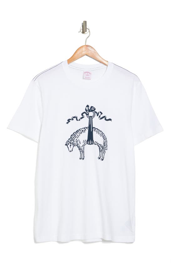 Brooks Brothers Short Sleeve Logo T-shirt In White