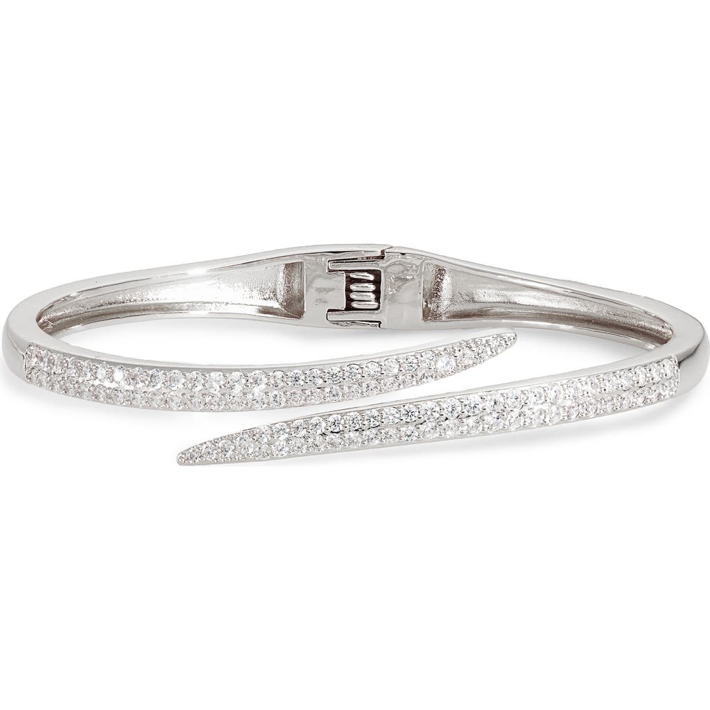 Nordstrom Rack Cz Pavé Hinge Cuff Bangle Bracelet In Clear- Silver
