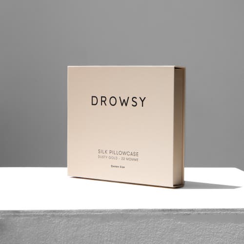 Drowsy Sleep Co . Queen Silk Pillowcase In Dusty Gold