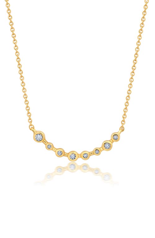 Cubic Zirconia Curved Bar Pendant Necklace in Gold