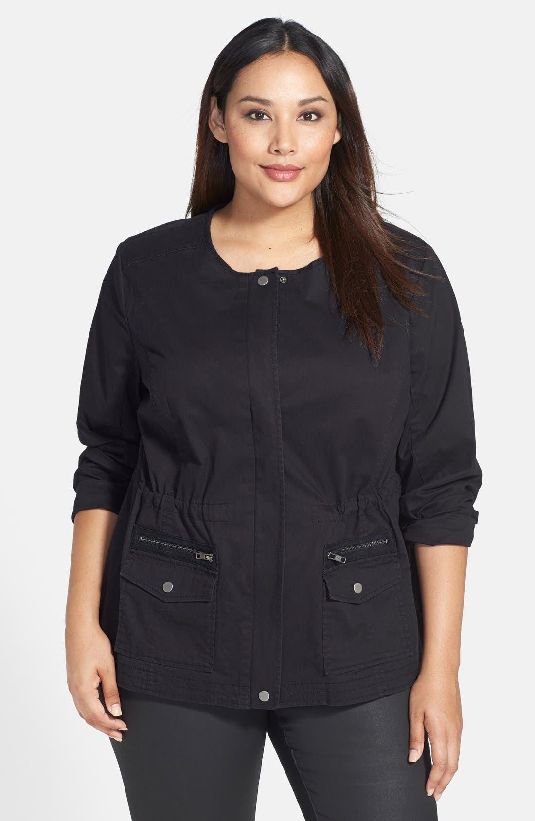 Sejour 'Megan' Collarless Utility Jacket (Plus Size) Nordstrom
