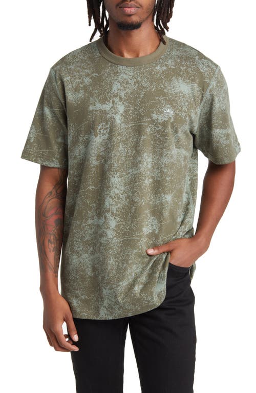 Camo Print Cotton T-Shirt in Olive Strata