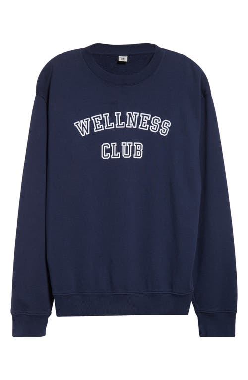 Shop Sporty And Rich Sporty & Rich Wellness Club Cotton Graphic Sweatshirt In Navy