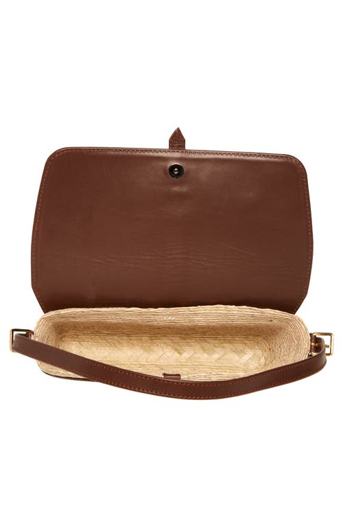 Shop Altuzarra Watermill Flap Leather & Woven Palm Shoulder Bag In Natural/praline