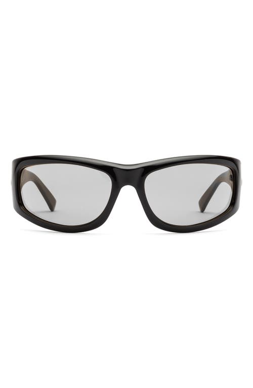 Electric Bolsa Sport 45mm Wraparound Sunglasses In Gloss Black/ Amber
