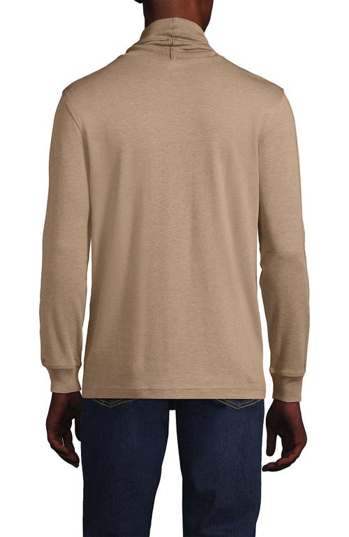 Shop Lands' End Cotton Supima Turtleneck In Warm Taupe Heather