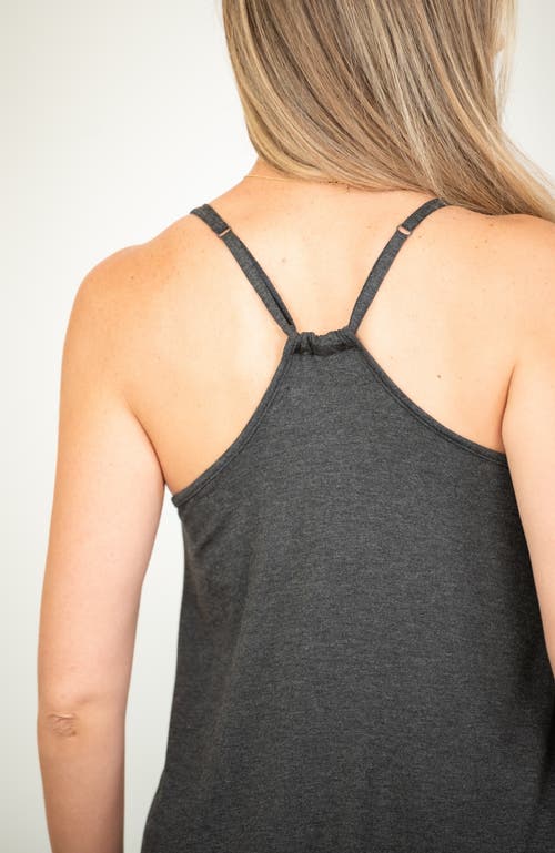 Jjwinks Sunrise Built-in Shelf Adjustable Smocked Lounge & Sleep Tank Top In Charcoal