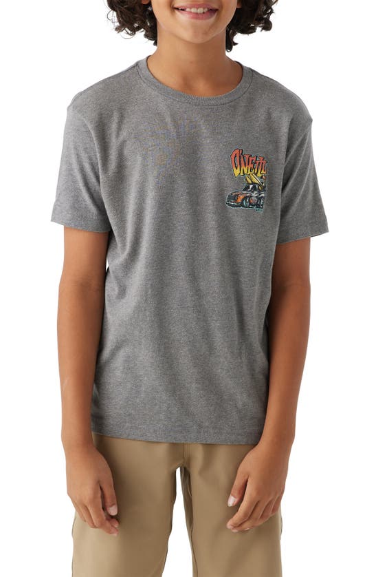 Shop O'neill Kids' Run The Road Cotton Graphic T-shirt In Heather Grey