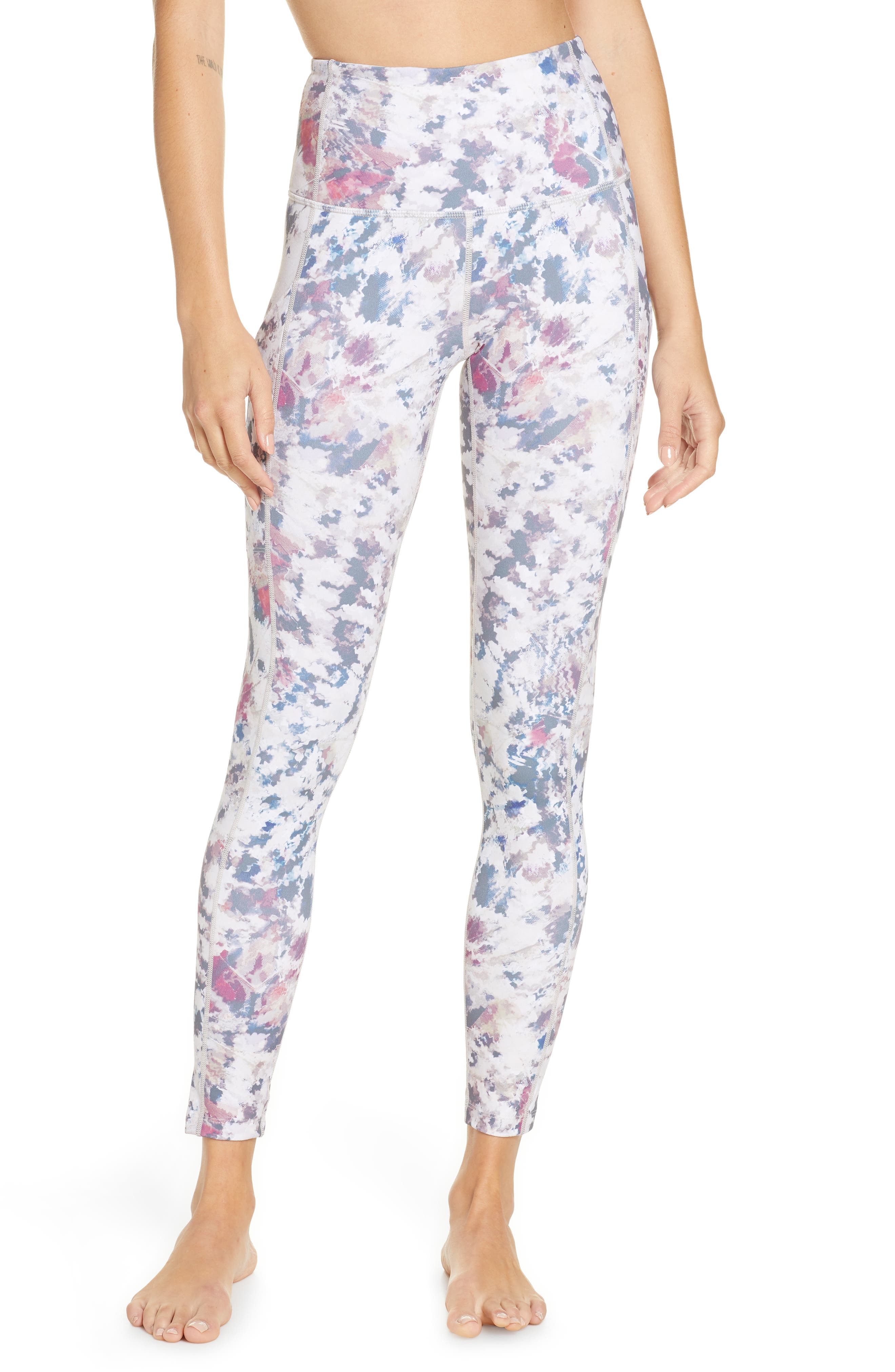 ZELLA Live In High Waist Pocket Ankle Performance Leggings, Main, color, BEIGE MORN TEKTONA PRINT