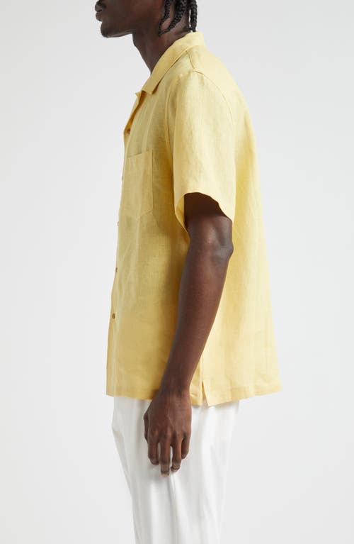 Shop De Bonne Facture Linen Camp Shirt In Pomegranate Yellow