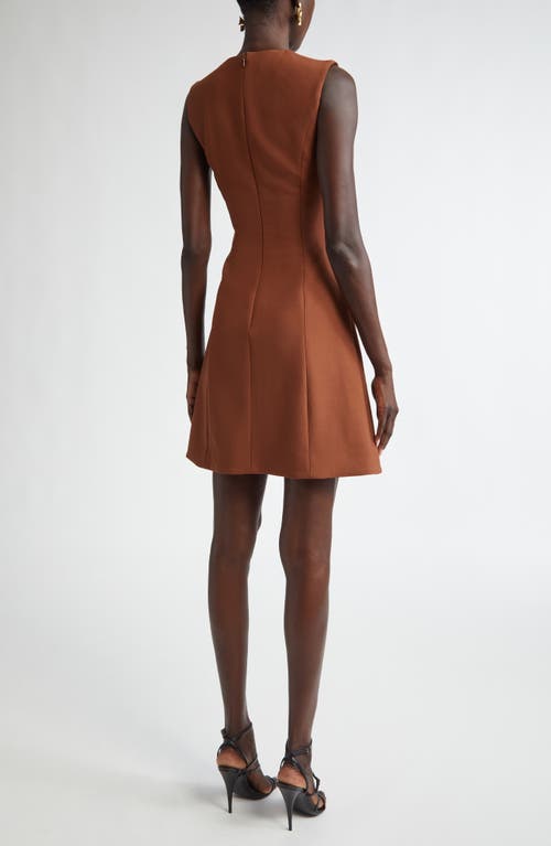 Shop Oscar De La Renta Bow Detail Stretch Wool Blend Dress In Cocoa