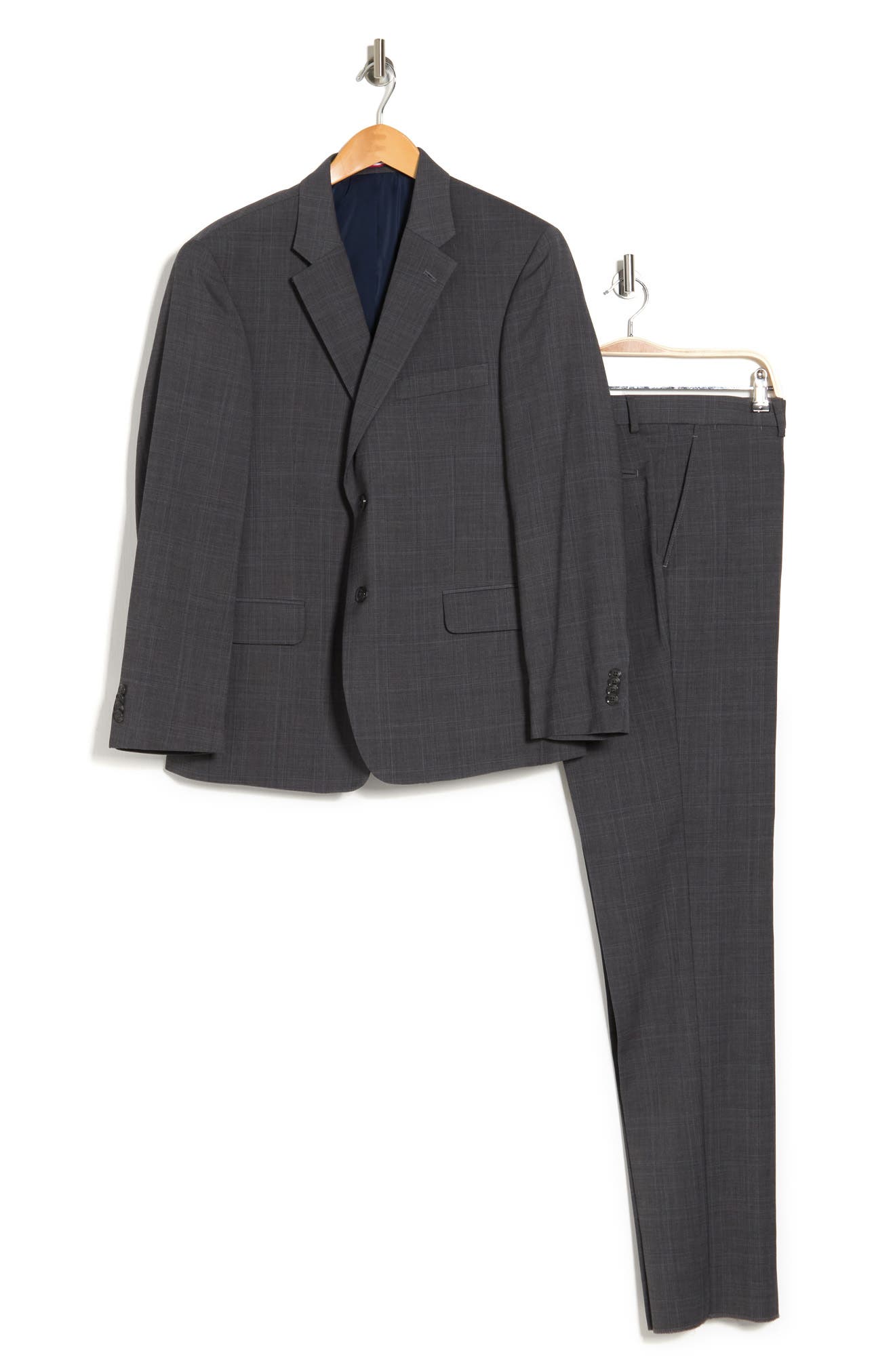 tommy hilfiger gray plaid suit