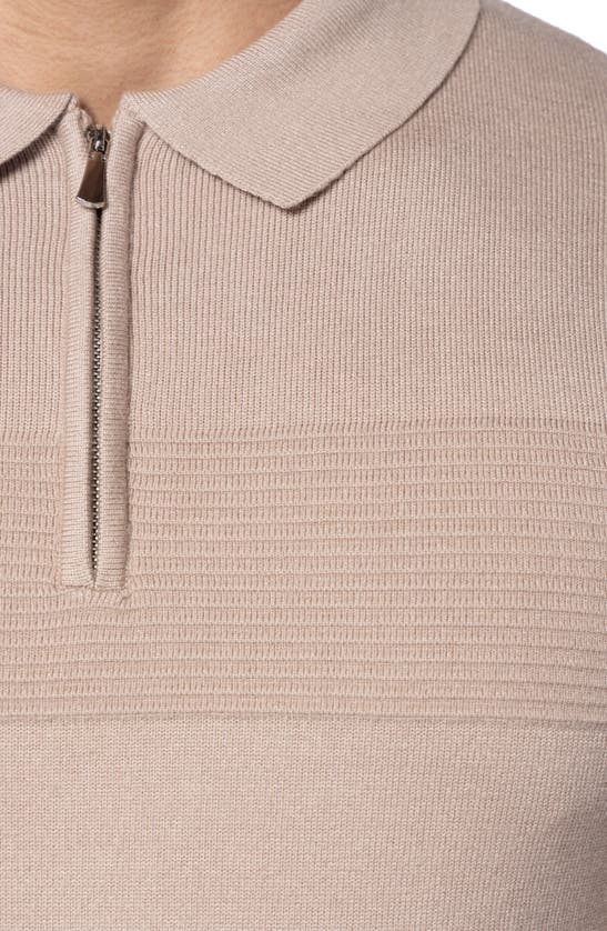 Shop Spring + Mercer Ottoman Accent Short Sleeve Half-zip Sweater In Sand