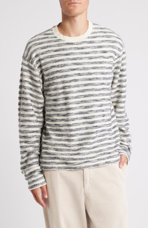 Shop Krost Stripe Textured Long Sleeve T-shirt In White Multi