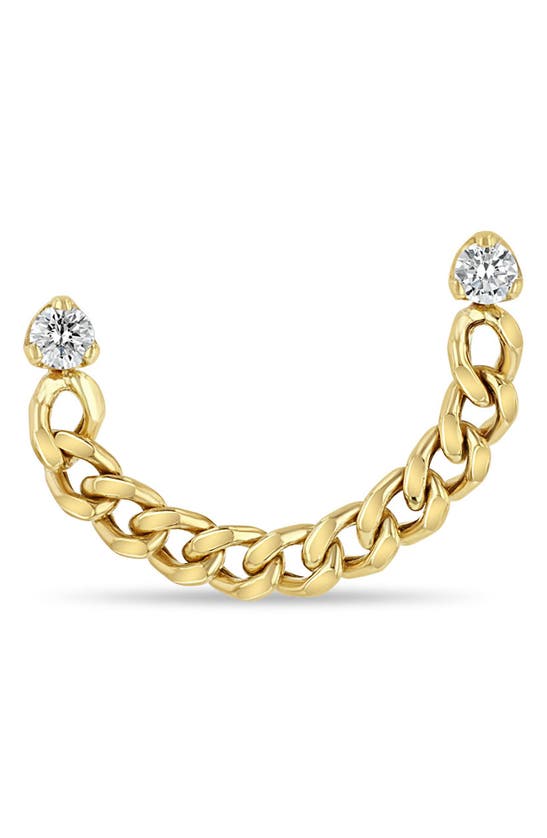 Shop Zoë Chicco 14k Gold Diamond Curb Chain Earring In Yellow Gold