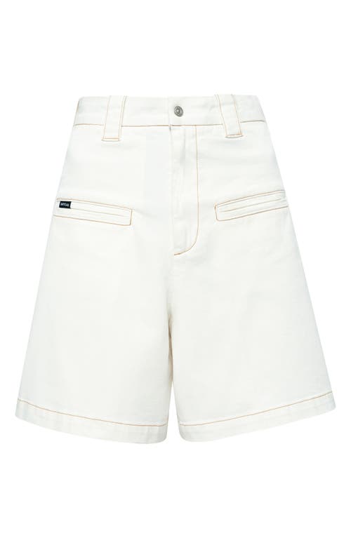 Shop Bayeas Timothy High Waist Knee Length Denim Shorts In Cream