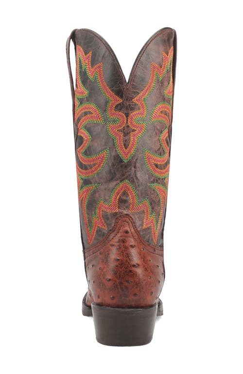 Dingo Outlaw Ostrich Embossed Cowboy Boot In Cognac