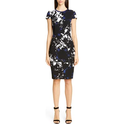 St. John Collection Graphic Floral Jacquard Sweater Dress, Black