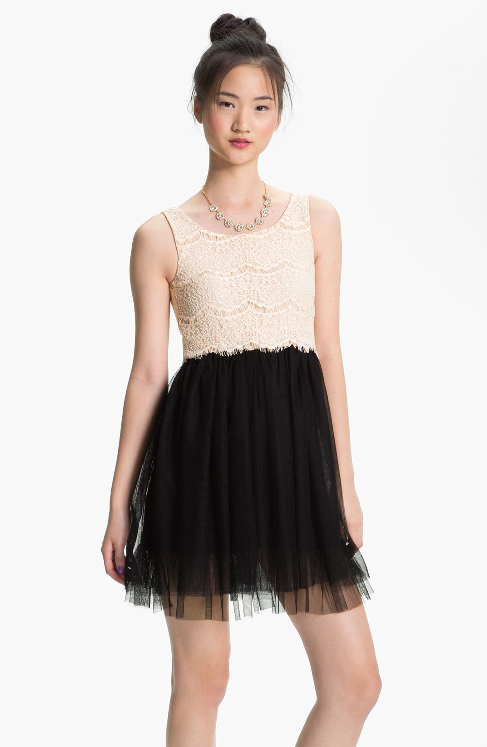 As U Wish Lace & Tulle Dress (Juniors) | Nordstrom