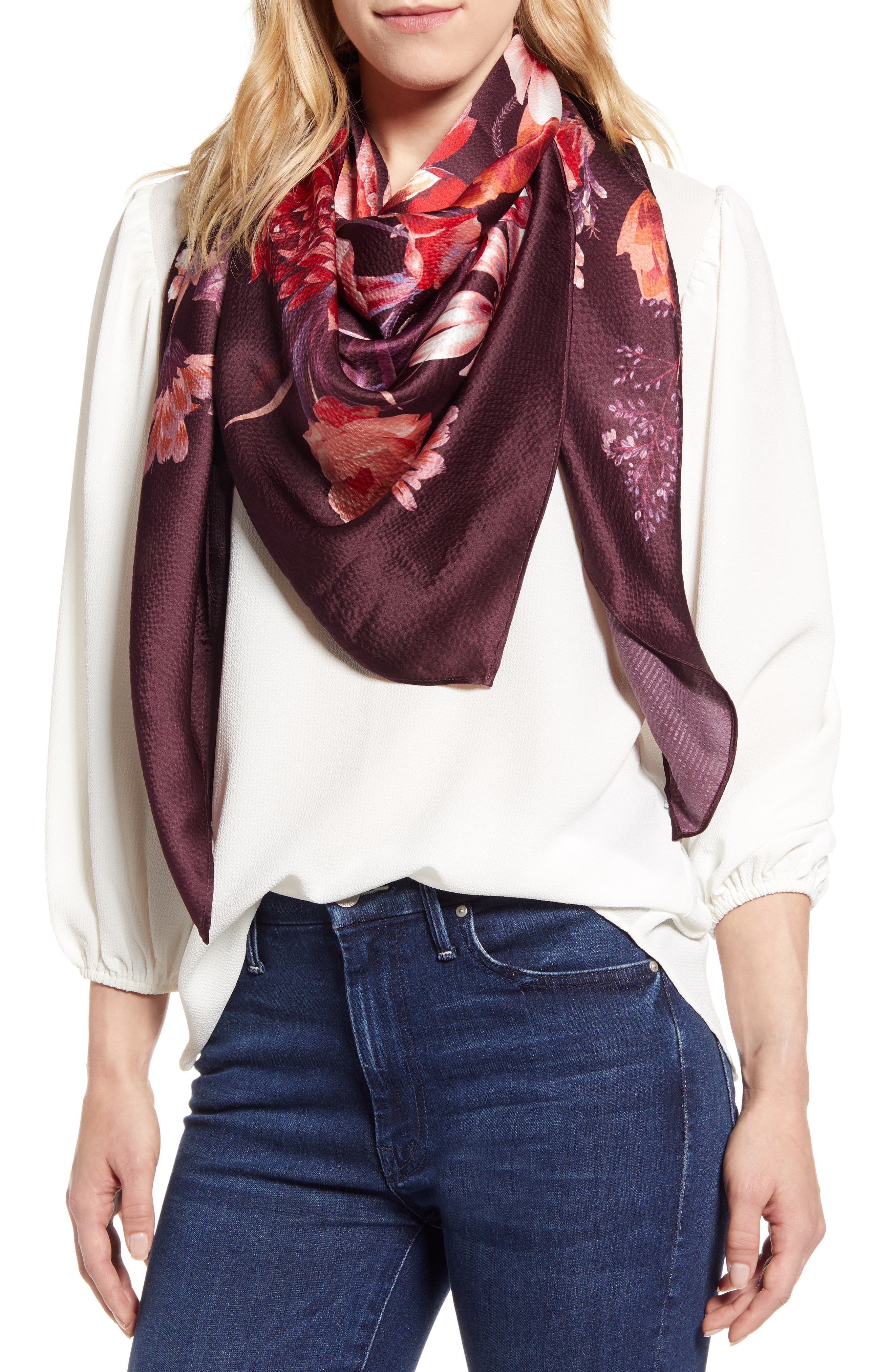 Nordstrom Floral Silk Scarf Nordstrom