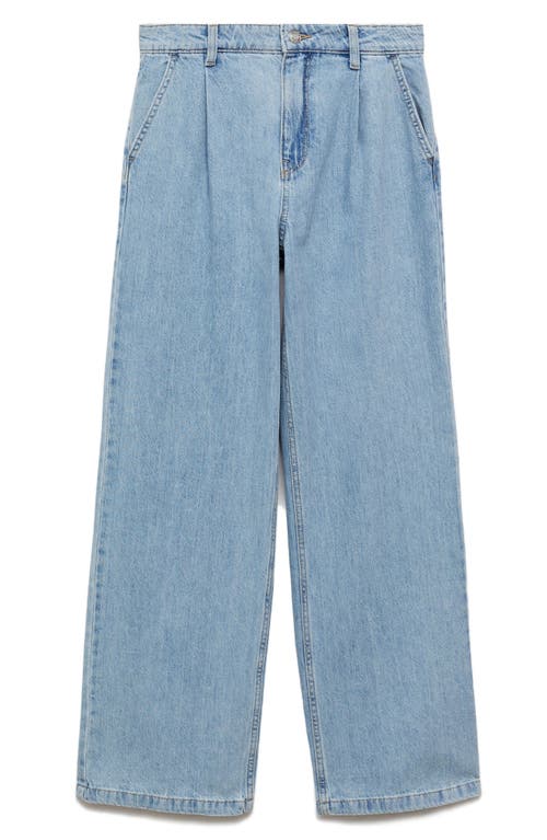Mango Pleat Straight Leg Jeans In Medium Blue