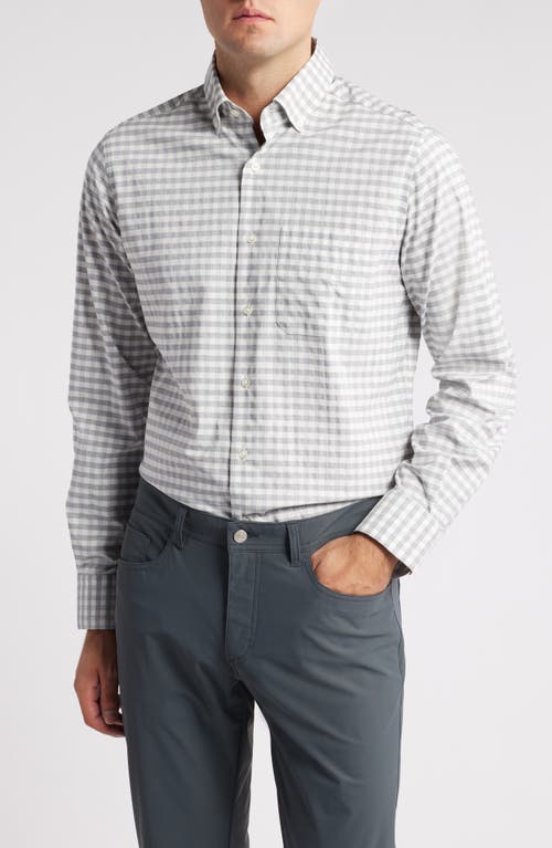 Scott Barber Mélange Check Stretch Button-Down Shirt in Grey Heather 