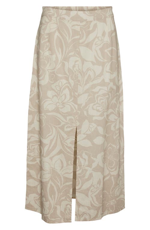 Shop Vero Moda Linna Lia Linen Blend Skirt In Silver Lining Aoplia