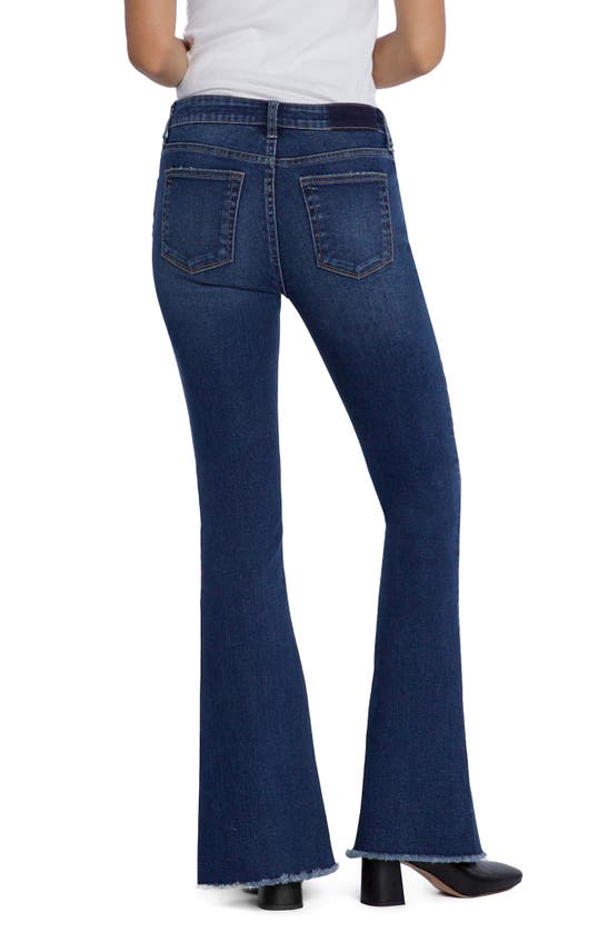 Hint Of Blu Fun Mid Rise Frayed Slim Flare Jeans In Riptide | ModeSens