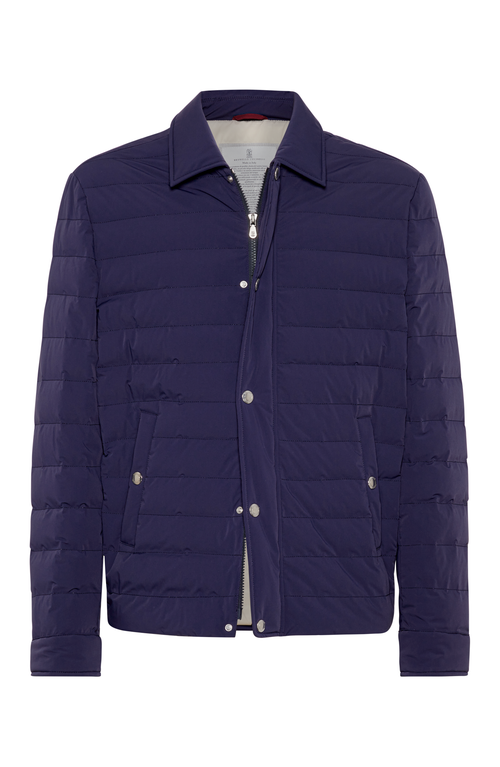 Shop Brunello Cucinelli Taffeta Down Jacket In Indigo