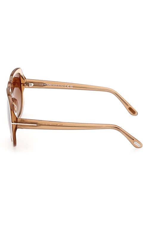 Tom Ford 56mm Gradient Aviator Sunglasses In Shiny Light Brown/brown