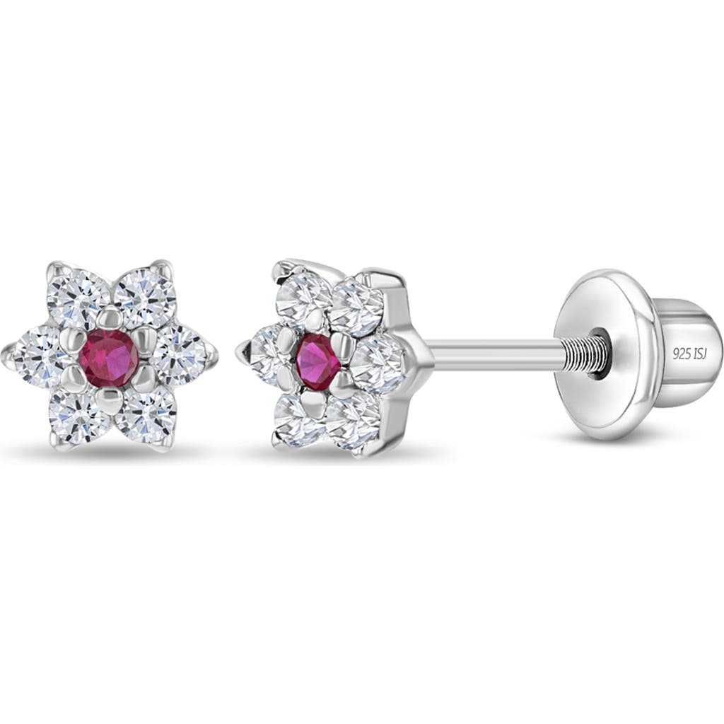 Shop In Season Jewelry Cubic Zirconia Cluster Flower Earrings In Clear & Fuchsia