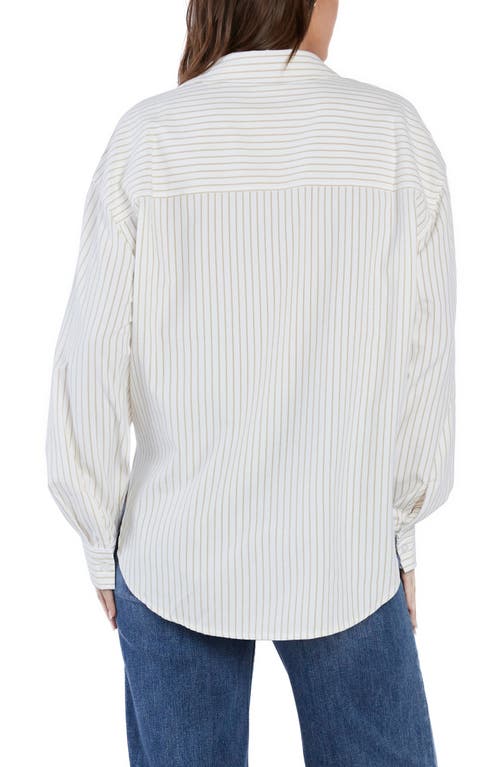 Wash Lab Denim Slick Stripe Cotton Blend Button-up Shirt In Brown Stripes