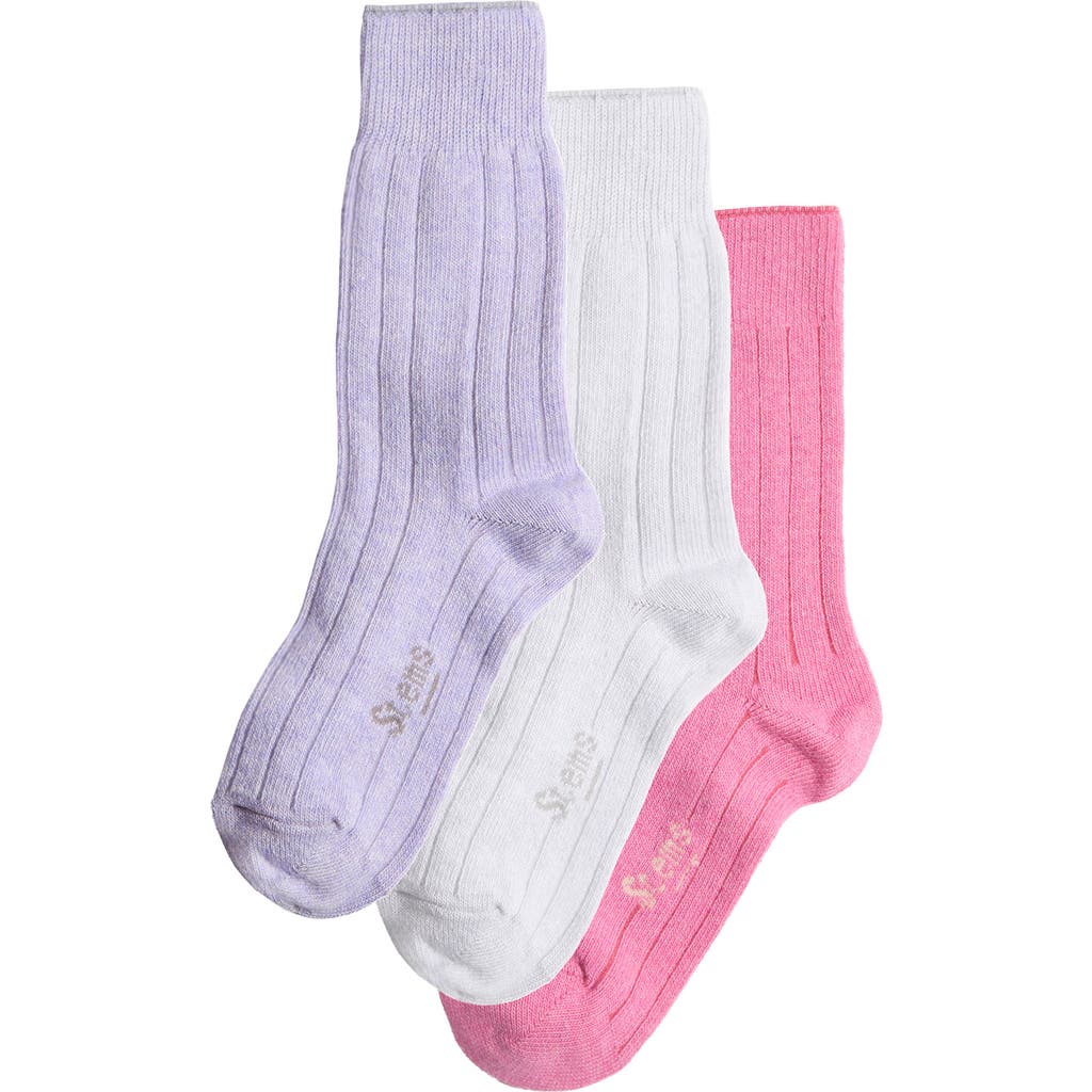 Stems Assorted 3-pack Luxe Merino Wool & Cashmere Blend Crew Socks In Ivory/periwinkle/rose