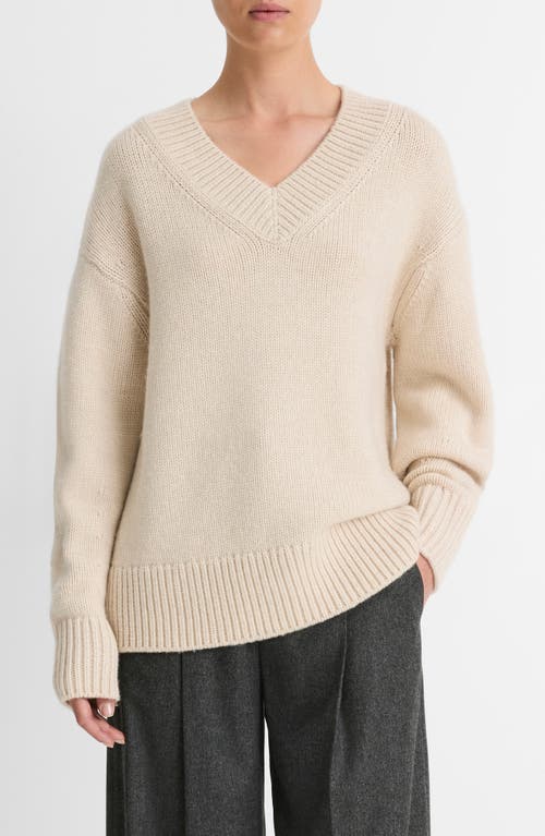 Shop Vince Wool & Cashmere V-neck Sweater In Ceramic