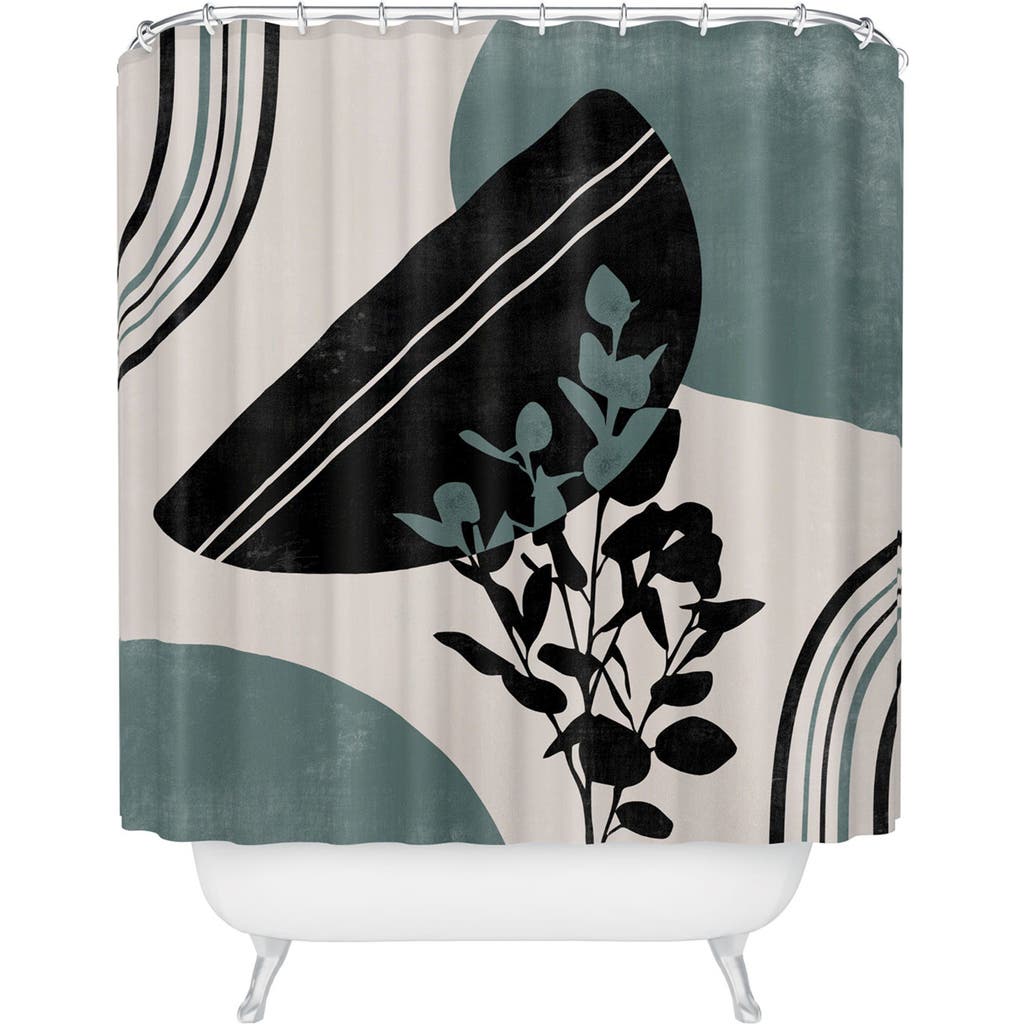 Deny Designs Eucalyptus Boho Botanical Shower Curtain In Cream