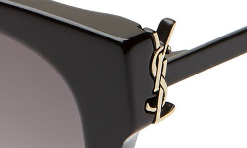 Saint Laurent 56mm Rectangular Sunglasses In Shiny Black/smoke Gradient