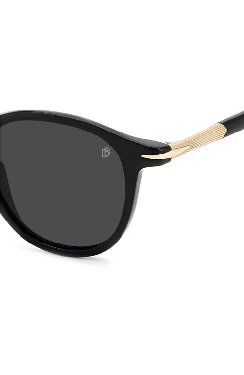 David Beckham Eyewear 49mm Round Sunglasses In Black Gold