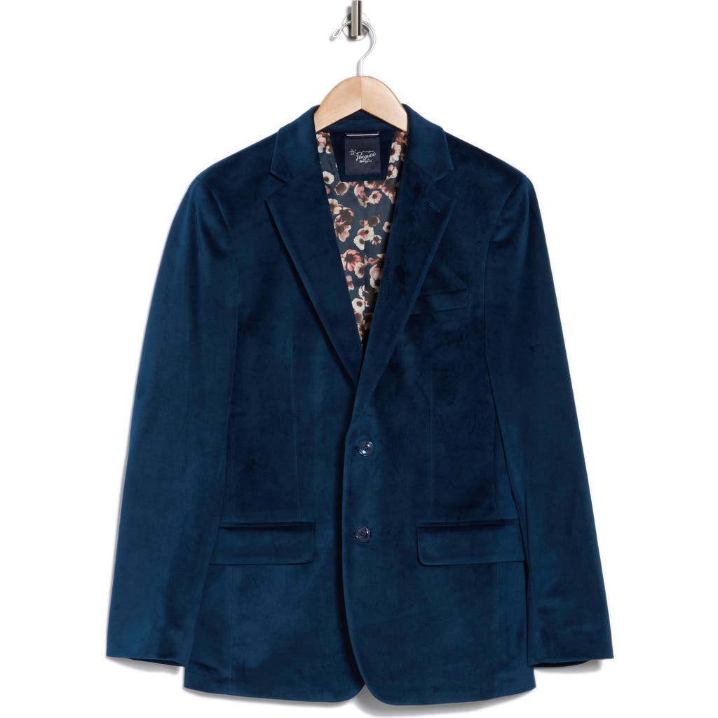 Original Penguin Two-button Velvet Dinner Jacket In Blue Velvet