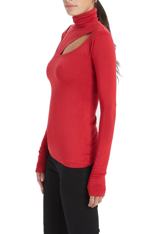 Marcella Dahlia Jersey Turtleneck Top In Red