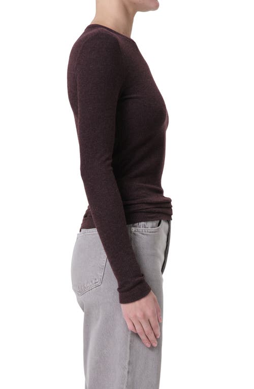 Agolde Delphi Slim Fit Ribbed T-shirt In Raisin