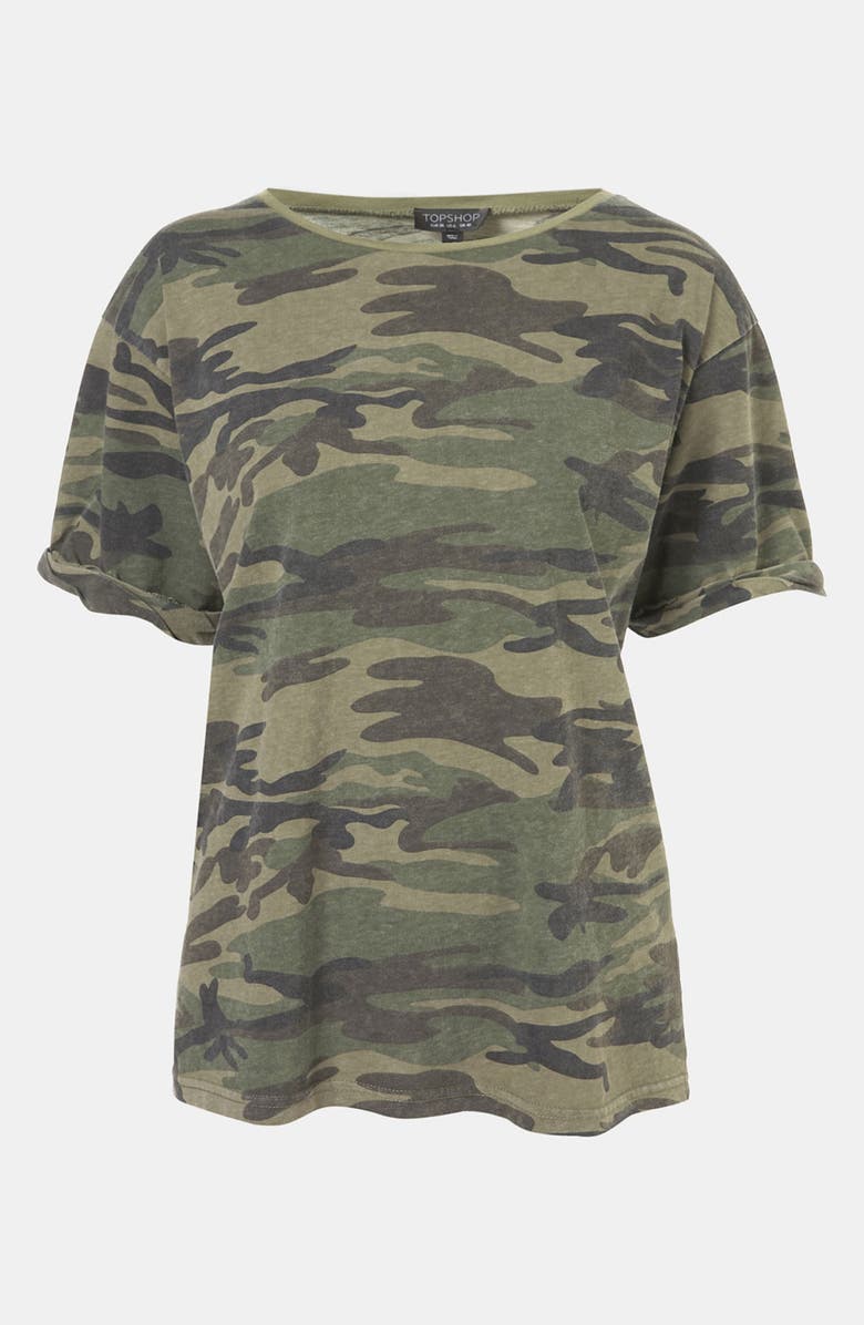 TOPSHOP Camo Tee, Main, color, KHAKI/ OLIVE