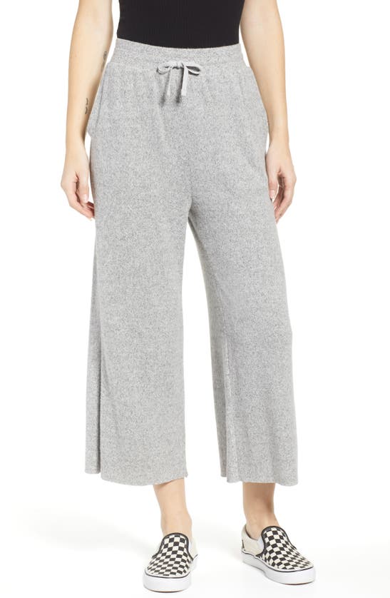 Bp. Knit Crop Wide Leg Trousers In Grey Medium Heather