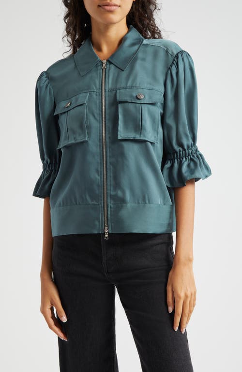 Cinq À Sept Holly Ruffle Sleeve Jacket In Green Onyx