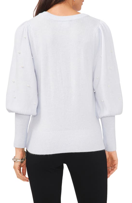 Shop Chaus Imitation Pearl Juliet Sleeve Sweater In Frozen