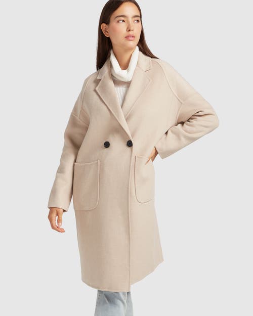 Shop Belle & Bloom Publisher Double-breasted Wool Blend Coat In Sand