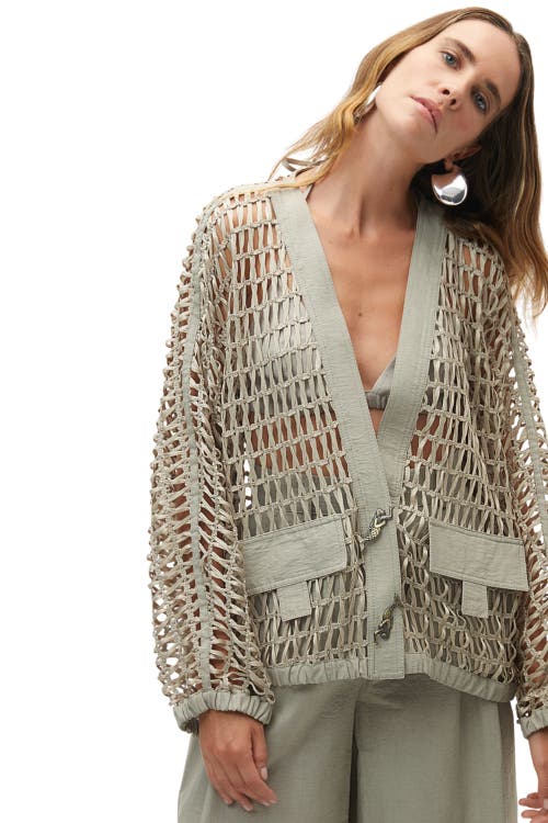 Shop Nocturne Trimmed Mesh Jacket In Dark Beige