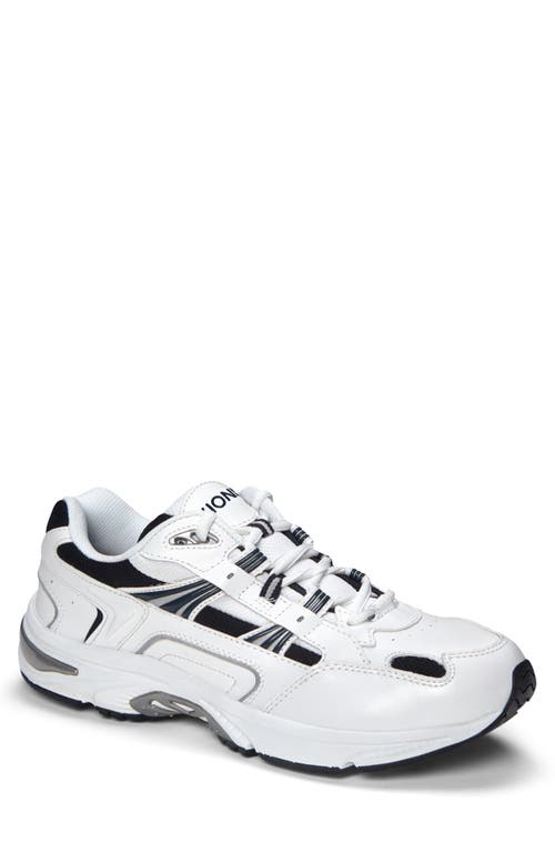 Vionic Walker Sneaker in White/Navy Leather at Nordstrom, Size 8.5