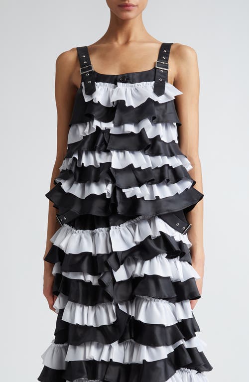 Noir Kei Ninomiya Reversible Colorblock Tiered Ruffle Top in Black X White at Nordstrom, Size Medium