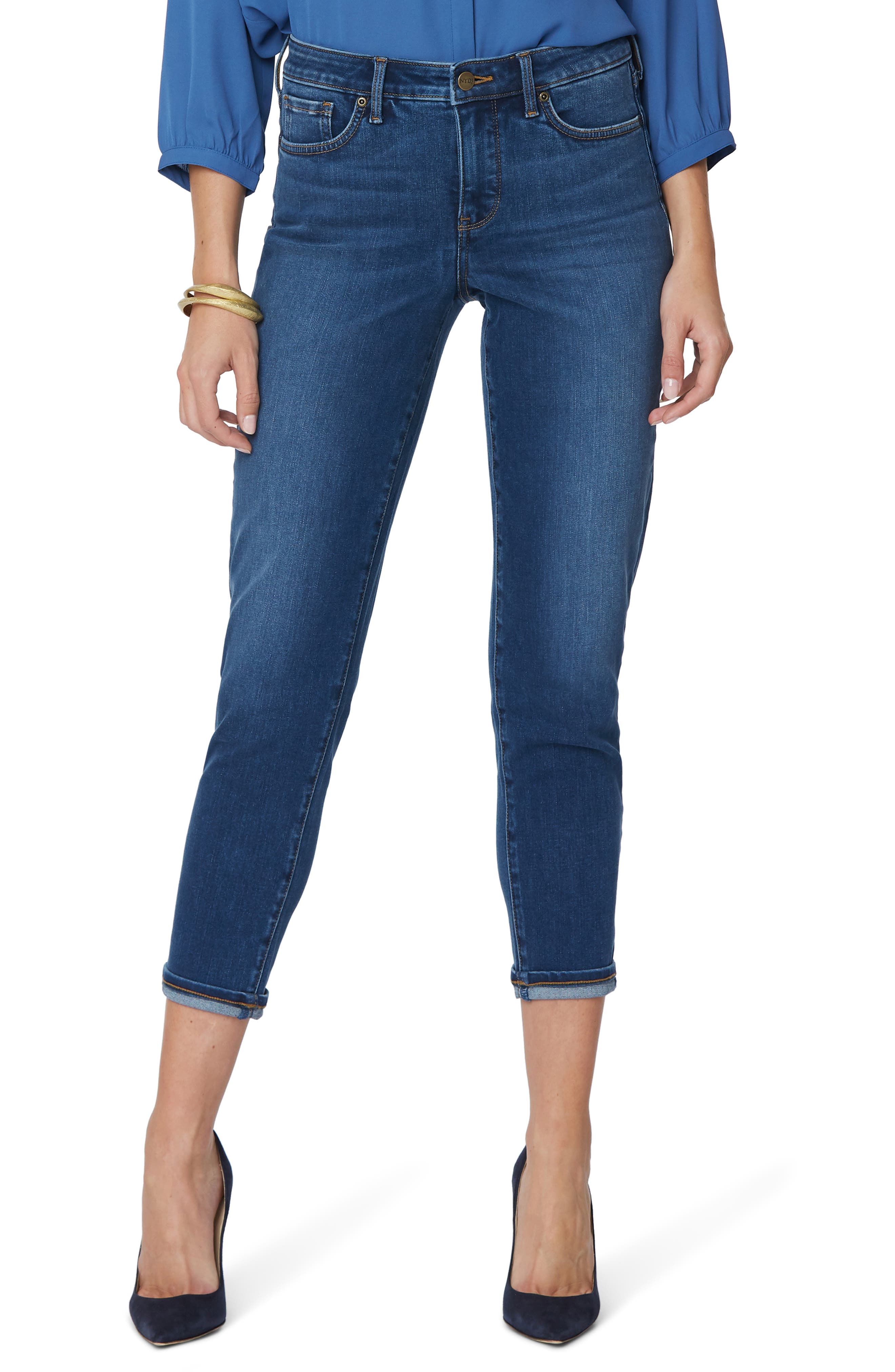 nydj relaxed straight leg cuff jeans